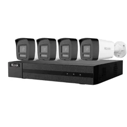 Hikvision HiLook professional IP surveillance kit 4 cameras 4MP IR 30m PoE microphone and speaker IP67 alarm and NVR 4 PoE channels 6MP