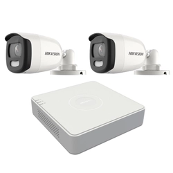 Hikvision megfigyelő rendszer 2 kamerák 5MP ColorVU objektív 2.8mm, fehér fény 20m, DVR 4 csatorna