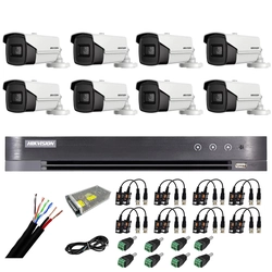 Hikvision overvågningssystem 8 udendørskameraer 4 i 1 8MP, 3.6mm, IR 80m, DVR 8 kanaler 4K 8MP, tilbehør