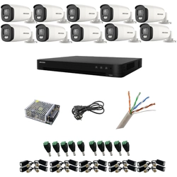 Hikvision övervakningssystem 10 kameror 5MP ColorVu, Färg på natten 40m, DVR med 16 kanaler 8MP, tillbehör ingår