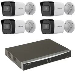 Hikvision övervakningssystem 4 IP-kameror 4MP IR 30m PoE NVR 4 kanaler 12MP PoE