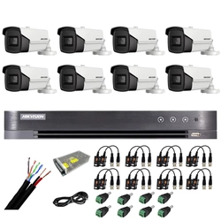 Hikvision övervakningssystem 8 utomhuskameror 4 i 1 8MP, 3.6mm, IR 80m, DVR 8 kanaler 4K 8MP, tillbehör