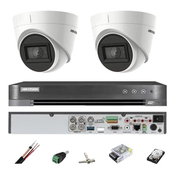 Hikvision stebėjimo sistema 2 patalpų kameros 4 1, 8MP, objektyvas 2.8, IR 60m, DVR 4 kanalai, priedai, kietasis diskas