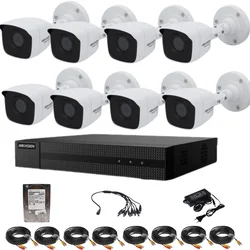 Hikvision surveillance kit HiWatch serie 8 camera's 5 IR megapixels 20m DVR 8 Harde kanalen 1TB Inbegrepen accessoires