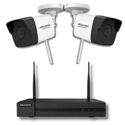 Hikvision surveillance kit HiWatch series 2 Wi-Fi IP cameras 2 Megapixels, IR 30m SD card microphone, NVR 4 channels 6 Megapixels