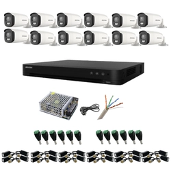Hikvision surveillance system 12 cameras 5MP ColorVu, Color at night 40m, DVR with 16 channels 8MP, accessories included
