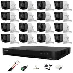 Hikvision Überwachungssystem 16 Kameras 8MP 4 in 1, 2.8mm, IR 30m, DVR 16 Kanäle 4K, Montagezubehör
