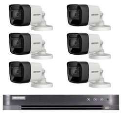 Hikvision udendørs overvågningssystem 6 kameraer 4 i 1, 8MP IR30m, DVR 8 kanaler 4K 8MP