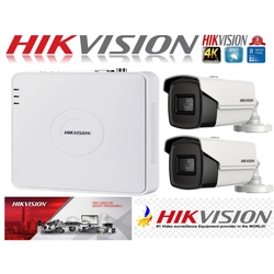 Hikvision ultra-professzionális megfigyelő rendszer 2 kamerák 8MP 4K 80 IR DVR 4 csatornák