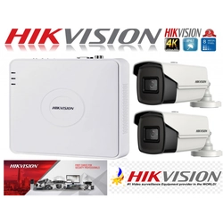 Hikvision ultraprofessionelt overvågningssystem 2 kameraer 8MP 4K 80 IR DVR 4 kanaler
