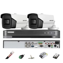 HIKVISION-valvontajärjestelmä 2 kamerat 8MP 4 1, IR 60m, DVR 4 kanavat, asennustarvikkeet, kovalevy