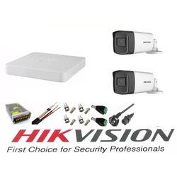 Hikvision videonadzorni sistem 2 kamere 5MP TurboHD IR 40M s Hikvision DVR 4 polni kanali internetni dodatki