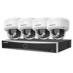 Hikvision videoövervakningskit 4 IP-kameror 4K IR 30m vitt ljus 30m lins 2.8mm mikrofon, NVR 4 PoE-kanaler 12MP AcuSense