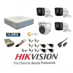 Hikvision videovalvontajärjestelmä 4 kamerat 5MP 3 ulkona Turbo HD IR 80M 1 sisäilman IR 20m DVR 4 kanavia täydellisillä lisävarusteilla