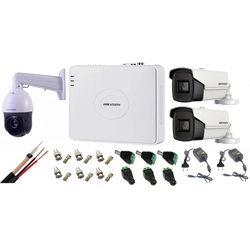 Hikvisioni valvekomplekt 3 kaamerad 1 Speed ​​​​Dome TurboHD 2MP IR 100m suum 25X 2 kaamerad 5MP ir 40m DVR 4 täiskanalite lisaseade