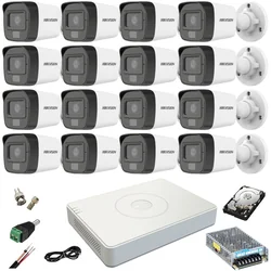 Hikvisioni valvesüsteem 16 kaamerad 2MP Dual Light IR 25m WL 20m DVR 4MP koos tarvikutega HDD 4TB