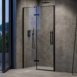 Hinged shower door Ravak Cool!, COSD2-110 black+glass Transparent