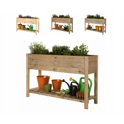 Houten bloemenstandaard met plank OBM / 118x40 cm / Bruin