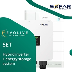 Hybrid invertersats 10 kW Sofar Solar med energilagring 10 kWh BTS