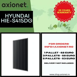 Hyundai monokristallijn fotovoltaïsch paneel HiE-S415DG, 415W, rendement 20.9%, garantie 25 jaar, IP68, Zwart frame