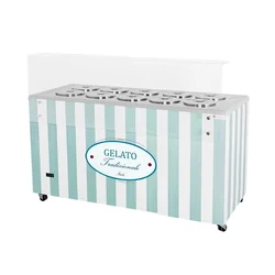 Ice cream dispenser | ice cream showcase | conservator | retro | 10 tub | round cuvettes | 1503x670x895 mm | GELATO POZETTI 10 PA