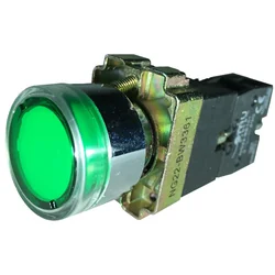 Illuminated green button with return for electrical panels 1NO 6A 1W 230V