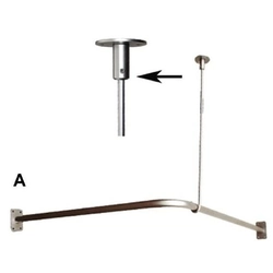 Inox zuhanyfüggöny sín 90x90 cm, mennyezeti rögzítéssel kompletten