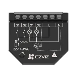 Intelligens Wi-Fi relé Smart Home alkalmazásokhoz EZVIZ 2 csatornák CS-T36-R100-WM