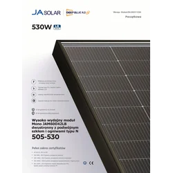 JA SOLAR JAM60D42 BIFACIAL 530/LB (N-tip) MC4 EVO - KONTEJNER