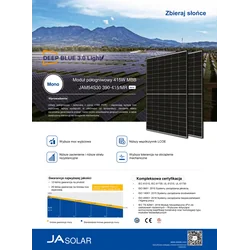 JaSolar fotovoltinės plokštės modulis 420W 420Wp JAM54S30 - 420/MR Juodas monofoninis perpjautas rėmas 420 Wp