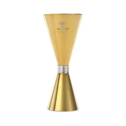 Jigger - Slim Style Bar Measuring Cup, 2 oz., 30/60 ml, gold with steel rim, Barfly