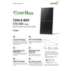 JINKO JKM575N-72HL4-BDV Tiger Neo Bifacial Ntype Armação Prateada