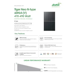 Jinko Solarpanel-Modul 480W N-Typ (JKM480N-60HL4-V)