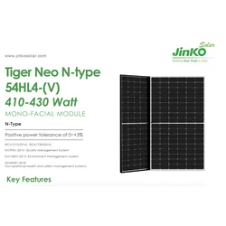 Jinko Tiger Neo N-tüüpi 54HL4-(V) 425 Vatt JKM425N-54HL4-V BF