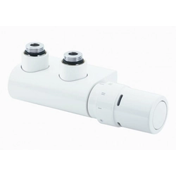 Juego VHX-Duo, acodado, conexión doble 50 mm para radiadores de baño decorativos con conexión inferior, blanco
