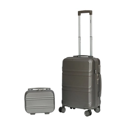 Kabin bőrönd + kozmetikai táska készlet Barut szürke ABS-el