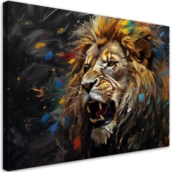 Kanvasprintti, leijona tummalla taustalla -120x80