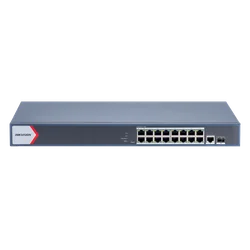 Kapcsoló 16 Gigabit PoE portok, 1 RJ45 Gigabit port, 1 Gigabit SFP port, Intelligens kezelés - HIKVISION DS-3E1518P-EI