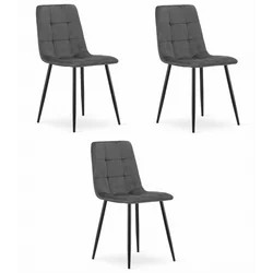 KARA stol - mörkgrå sammet x 3