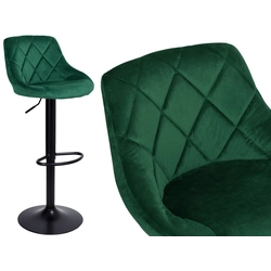 Καρέκλα μπάρα βελούδου CYDRO BLACK, σκούρο πράσινο VELVET
