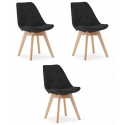 Καρέκλα NORI - μαύρο υλικό - φυσικά πόδια x 3