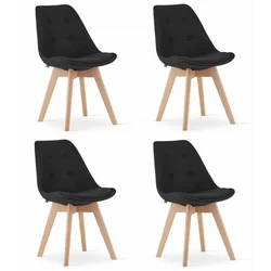 Καρέκλα NORI - μαύρο υλικό - φυσικά πόδια x 4