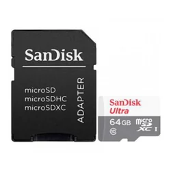 Карта пам'яті SanDisk MicroSDHC, 64GB, адаптер SD, клас 10