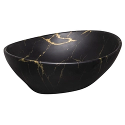 Kerra asztali mosdó KR-707 fekete és arany márvány