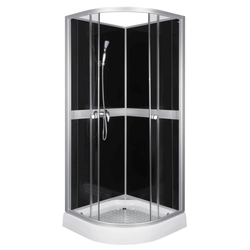 KERRA CLASSIC BLACK half-round shower enclosure 80 cm with an acrylic tray