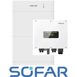 Készlet: SOFAR hibrid inverter HYD6KTL-3PH, Sofar energiatároló 10kWh BTS E10-DS5