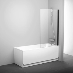 Kiinteä kylpyhuoneen seinä Ravak Pivot, PVS1 80 musta+läpinäkyvä lasi