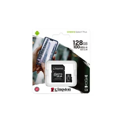 Kingston Canvas Select Plus MicroSD memory card, 128GB, 100MB/s, with adapter