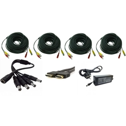 Kit accesorii sisteme de supraveghere pentru 4 camere, cabluri gata mufate, cablu HDMI , sursa alimentare, splitter