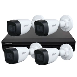 Kit básico de vigilância 4 câmeras 5MP, IR 30m, lente fixa 2.8mm, DVR 4 canais, inteligência artificial